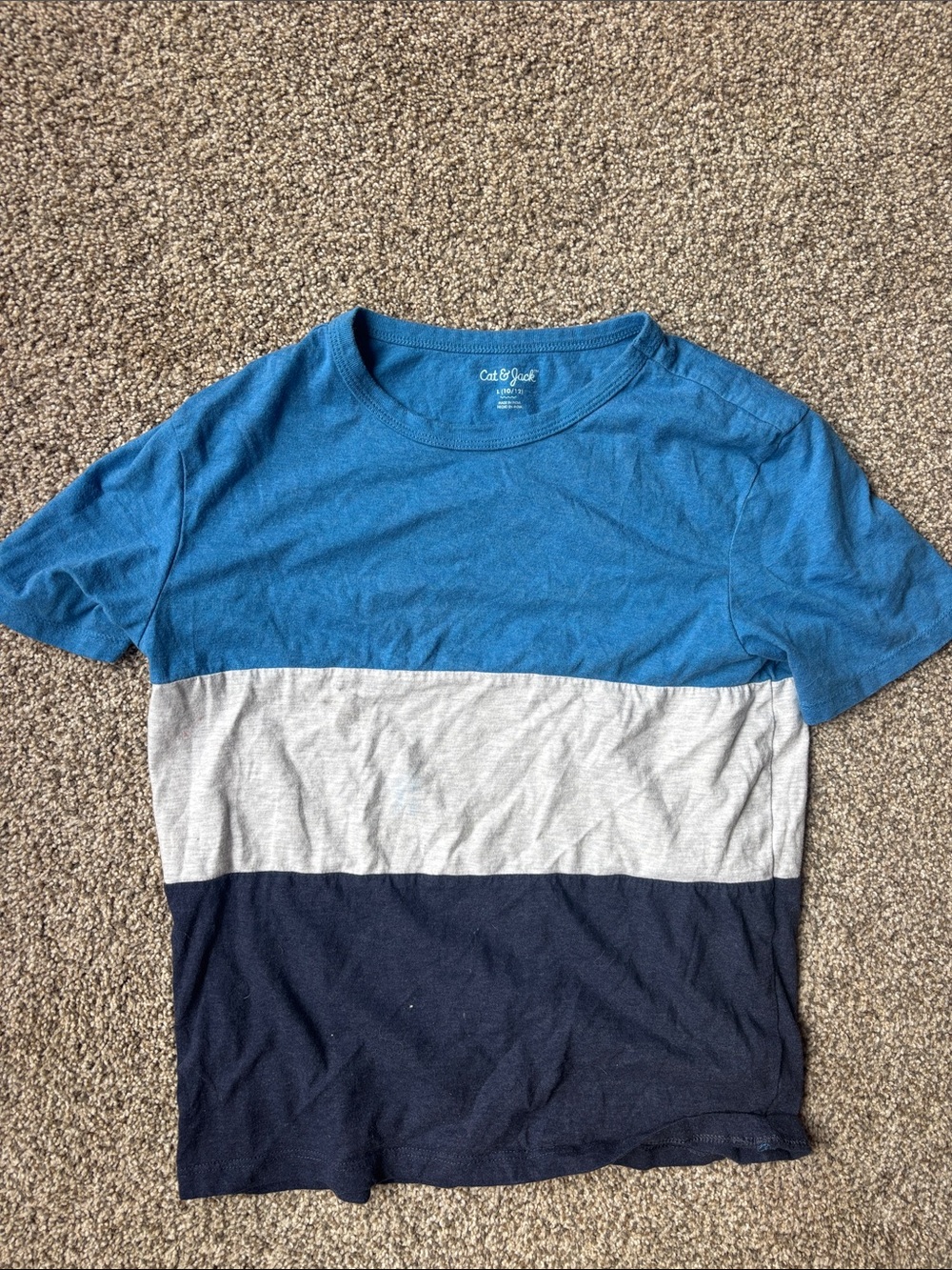 Cat & Jack Blue, Light Gray & Navy Colorblock Short Sleeve Tee